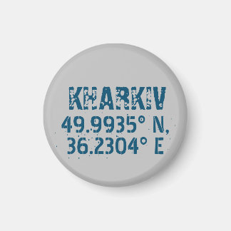 Kharkiv Ukraine Latitude & Longitude Distressed Magnet