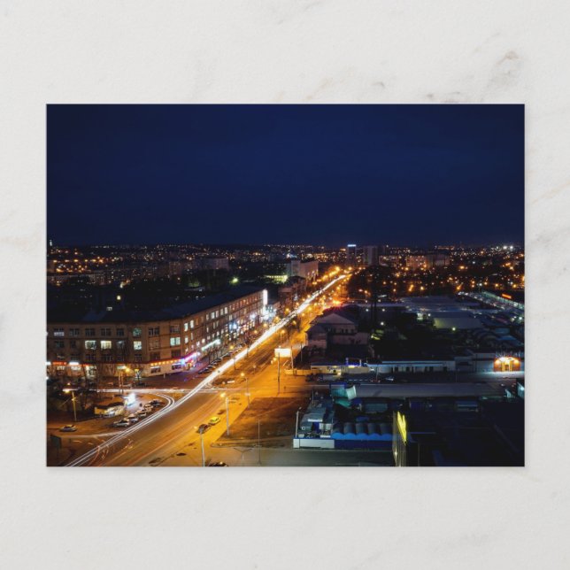 Kharkov , Ukraine Nighttime City Lights Holiday Postcard (Front)