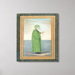 Khawa Khizir Khan riding on a fish, from the Small Canvas Print