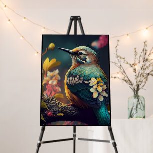 Khem Hummingbird Garden Foam Core Poster Premium