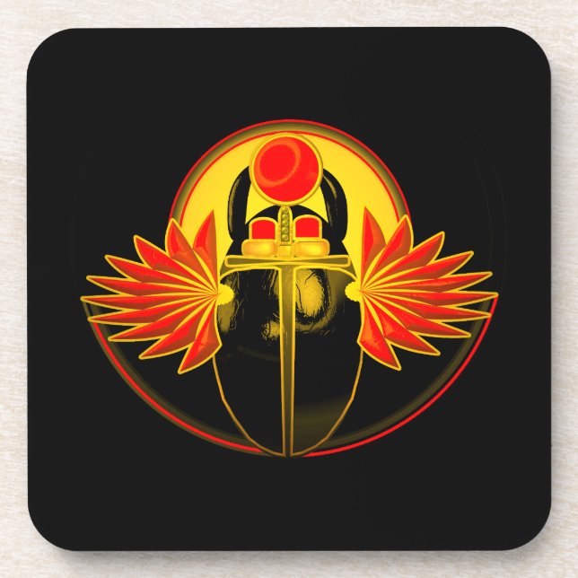 Kherpi God of the Rising Sun,scarab beetle. Beverage Coaster (Front)