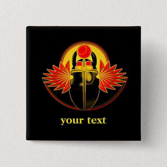 Kherpi God of the Rising Sun,scarab beetle.Text  Button (Front)