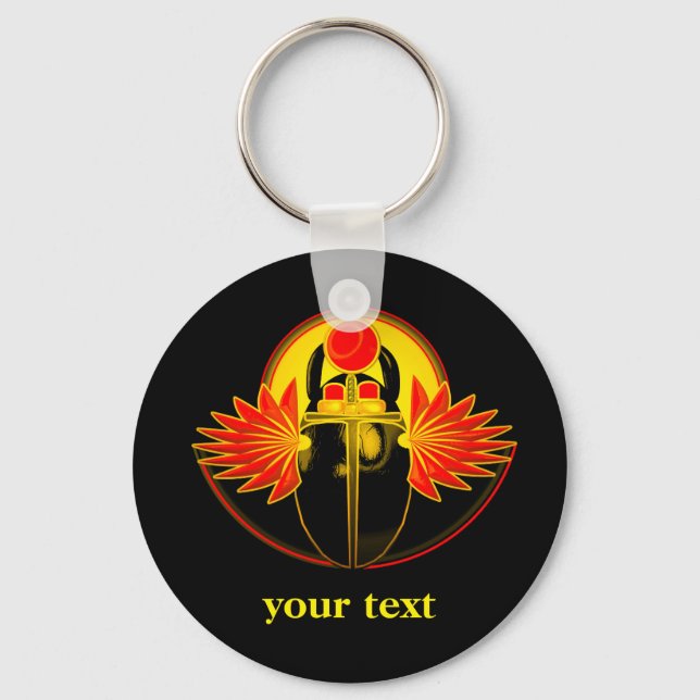 Kherpi God of the Rising Sun,scarab beetle.Text   Keychain (Front)