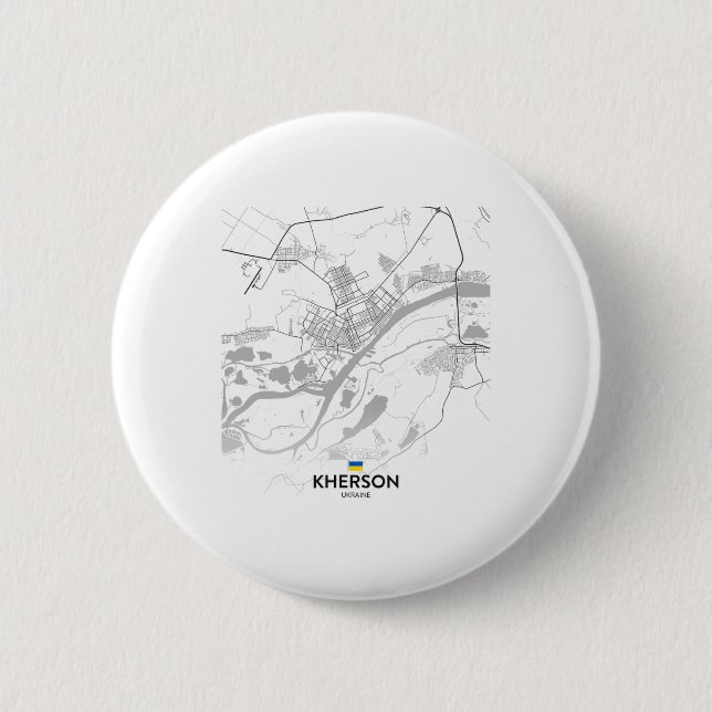 Kherson Ukraine Map Flag  Button (Front)