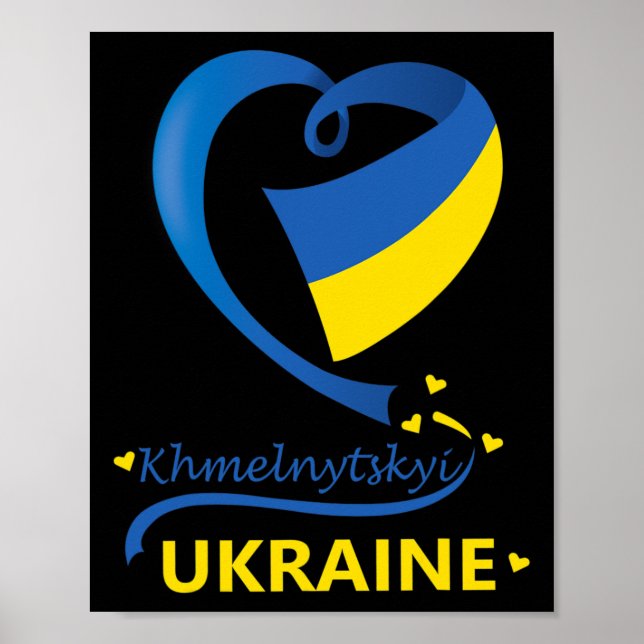 Khmelnytskyi Ukraine National Flag Heart Emblem Cr Poster (Front)
