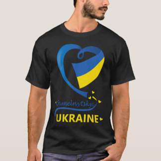 Khmelnytskyi Ukraine National Flag Heart Emblem Cr T-Shirt