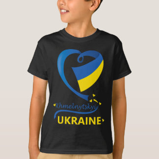 Khmelnytskyi Ukraine National Flag Heart Emblem Cr T-Shirt