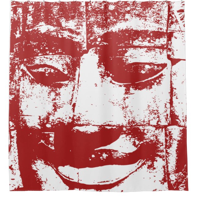 Khmer Stone Face ... Bayon Temple, Cambodia Shower Curtain (Front)
