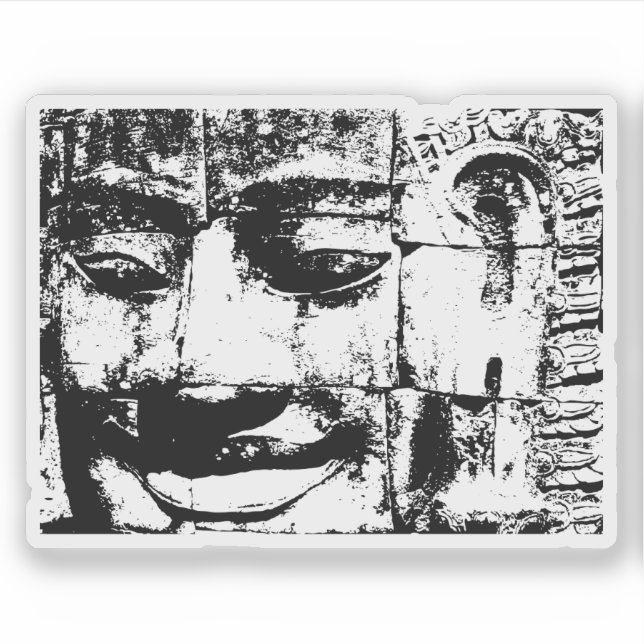 Khmer Stone Face ... Bayon Temple, Cambodia Sticker (Front)
