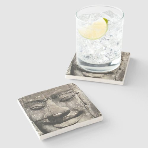 Khmer Stone Face  Bayon Temple Cambodia Stone Coaster