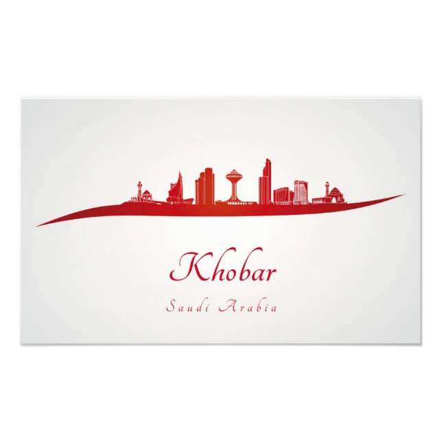 Khobar skyline in red photo print (Front)