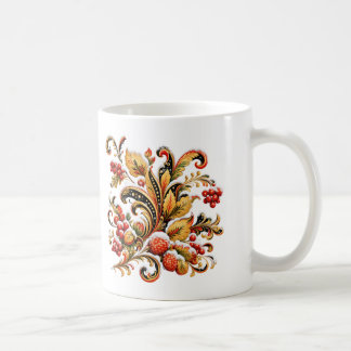 Khokhloma Christmas Mug — Russian Folk Art Winter