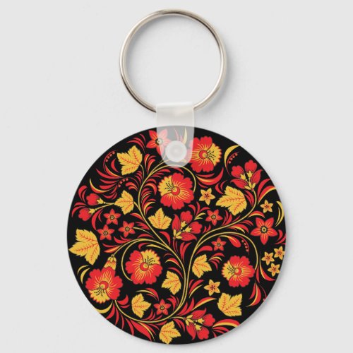 Khokhloma Hohloma Russian Folk Art Keychain