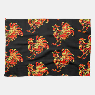 Khokhloma rooster kitchen towel