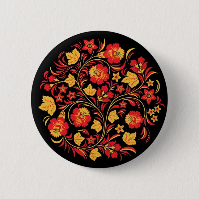 Khokhloma Russian Folk Art Button (Front)