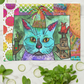 KHS Cute and Colorful Cat and Mouse 1/2 Fold Kitchen Towel