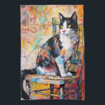 KHS Cute and Colorful Cat Floral Kitchen Towel<br><div class="desc">This colorful kitchen towel is a perfect gift for the cat lover in your life or for yourself and is sure to brighten up any kitchen. I hope it makes you happy . . . that is my goal and passion! ⭐ You can be creative and customize all my designs...</div>
