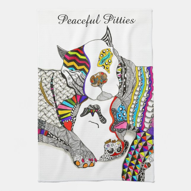 KHS Cute and Colorful Pitbull Kitchen Towel (Vertical)