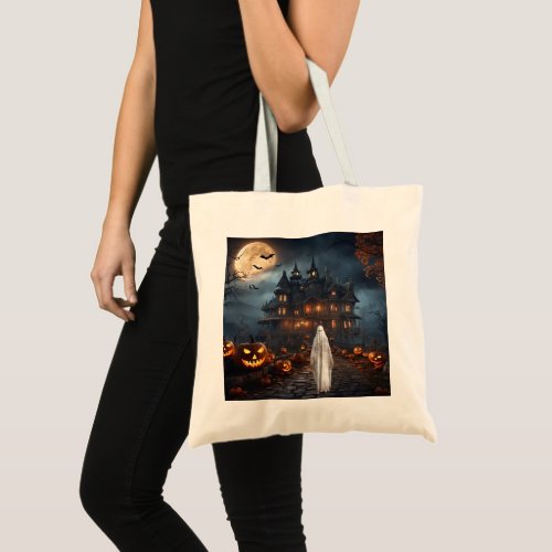 KHS Halloween Haunted House with Ghost Tote Bag