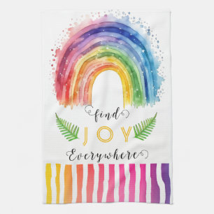 KHSWatercolor Whimsical Boho Rainbow Kitchen Towel