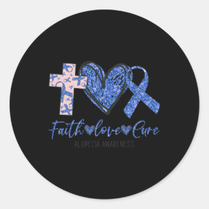 Ki Alopecia Awareness Month Costume Faith Love Cur Classic Round Sticker