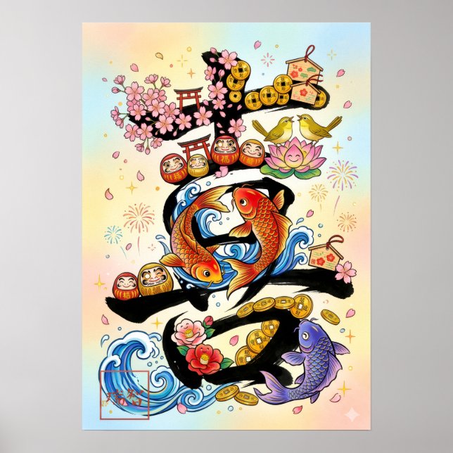 Ki: Elegant Calligraphy "Joy" Art260020210 Poster (Front)