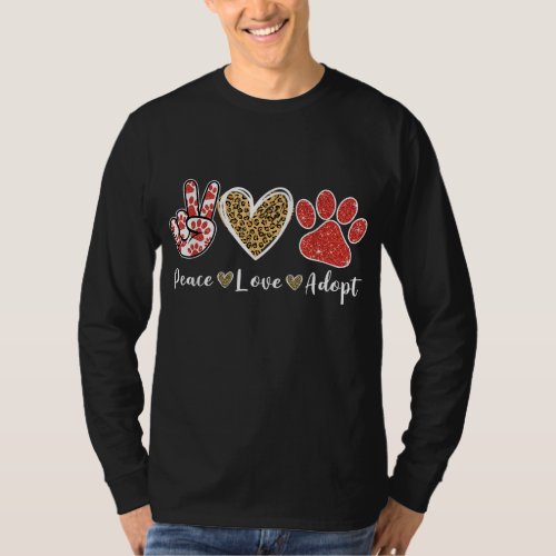 Ki Peace Love Rescue Adopt Dog Cat Lover Costume P T_Shirt