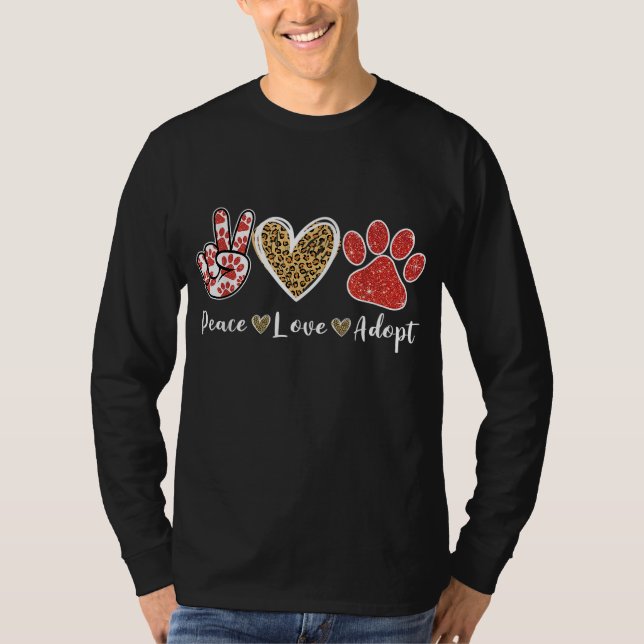 Ki Peace Love Rescue Adopt Dog Cat Lover Costume P T-Shirt (Front)