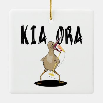 Kia Ora Kiwi Ceramic Ornament by earlykirky at Zazzle