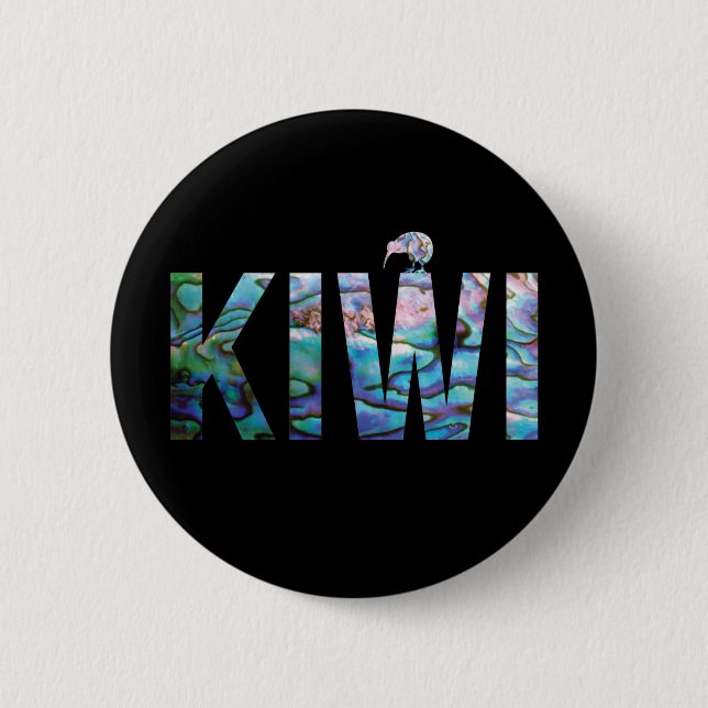 KIA ORA KIWI GREETING 6 CM ROUND BADGE BUTTON (Front)