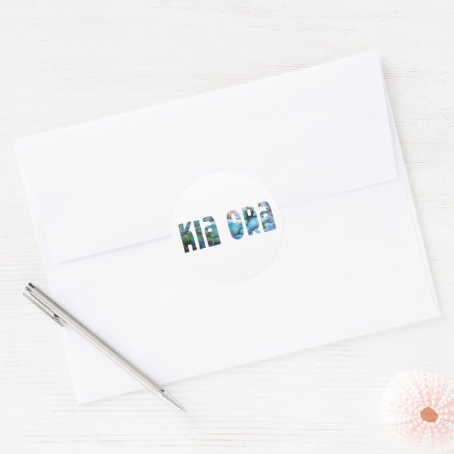 KIA ORA KIWI GREETING PAUA CLASSIC ROUND STICKER (Envelope)