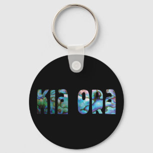 KIA ORA KIWI GREETING PAUA KEYCHAIN