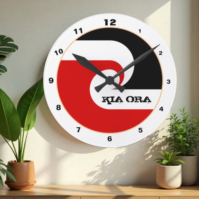 Kia Ora & Maori Flag New Zealand fashion /design Round Clock (Creator Uploaded)