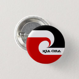 Kia Ora &amp; Maori Flag, New Zealand /Sports, rugby Button