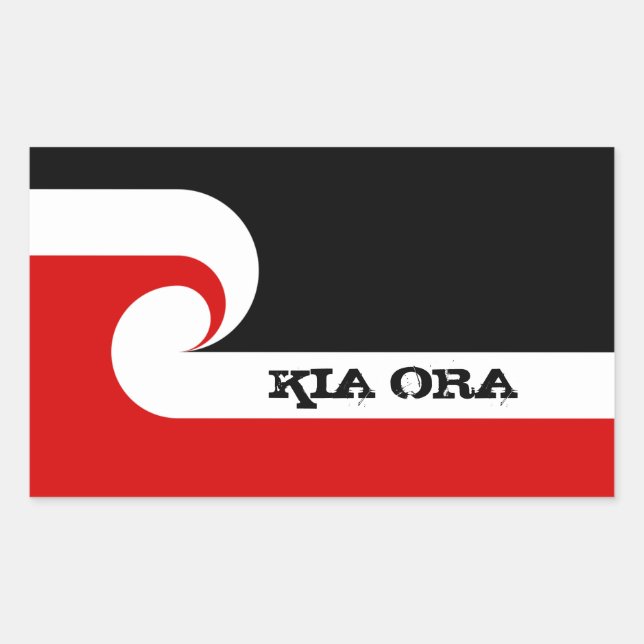 Kia Ora & Maori Flag, New Zealand /Sports, rugby Rectangular Sticker (Front)