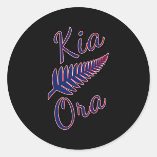 Kia Ora Maori Greeting New Zealand Pride Silver Fe Classic Round Sticker