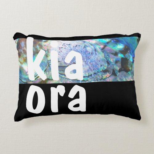 KIA ORA NEW ZEALAND PAUA BLACK MAORI NZ KIWI  ACCENT PILLOW