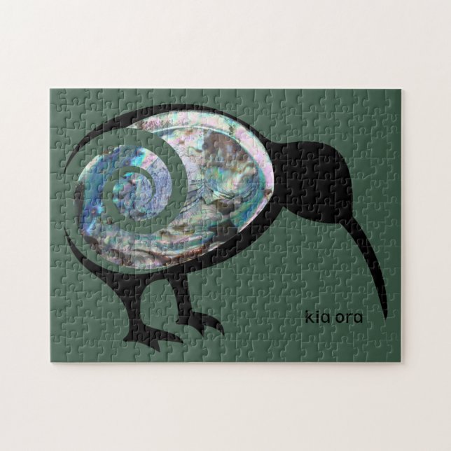 KIA ORA NZ KIWI BLACK PAUA FERN KORU NEW ZEALAND JIGSAW PUZZLE (Horizontal)