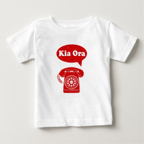 Kia Ora Te Reo Maori Language Retro Telephone Baby T_Shirt