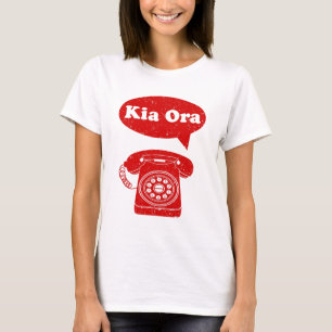 Kia Ora Te Reo Maori Language Retro Telephone T-Shirt