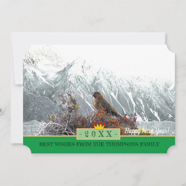 Kia Parrot & Happy New Year! Card /New Zealand (Front)