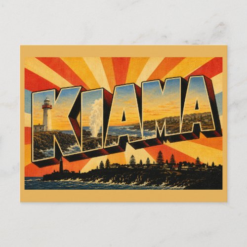 Kiama NSW Australia Coastal Town Vintage Art Postcard
