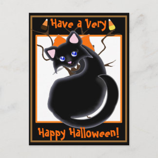 Kiara Toon Kitty Black Cat With Tree Postcard2 Postcard