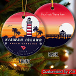 Kiawah Island lighthouse SC Retro Sunset Souvenirs Ceramic Ornament<br><div class="desc">Kiawah Island retro Sunset beach design for vacation. Kiawah Island South Carolina Vintage souvenir for travel to South Carolina island. Kiawah Island beach artwork for South Carolina vacationers and backpackers. Kiawah Island retro souvenir. Design for backpackers and travel to South Carolina . island with beach Vintage souvenir for seaside vacationers....</div>