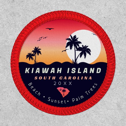 Kiawah Island Pier SC Retro Sunset Souvenirs 80s Patch