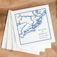 Kiawah Island SC Map Elegant Navy Blue Wedding