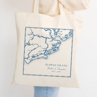 Kiawah Island SC Navy Blue Wedding Favor Welcome Tote Bag