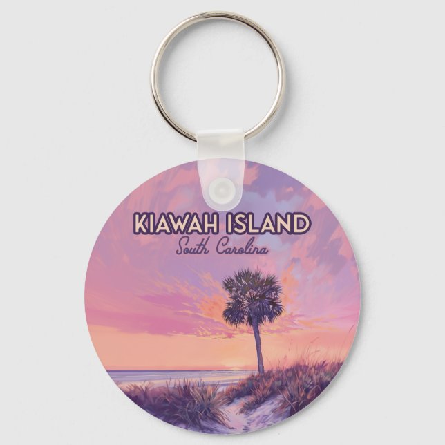 Kiawah Island South Carolina Beach Palm Tree Keychain (Front)