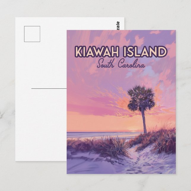 Kiawah Island South Carolina Beach Palm Tree Postcard (Front/Back)