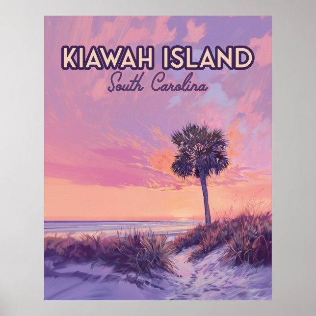 Kiawah Island South Carolina Beach Palm Tree Poster (Front)